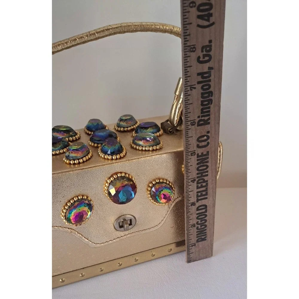 VTG 60s Gold Box Purse Hollywood Glamour